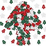 300 Stück Weihnachts-Holzknöpfe, Holz-Weihnachtsbaum-Knöpfe, weiße Schneeflocken-Knöpfe, Weihnachts-Nähknöpfe, Bulk mit 2 Löchern for DIY-Weihnachtsnähhandwerk, Scrapbooking-Dekoration Knöpfe für Nähe