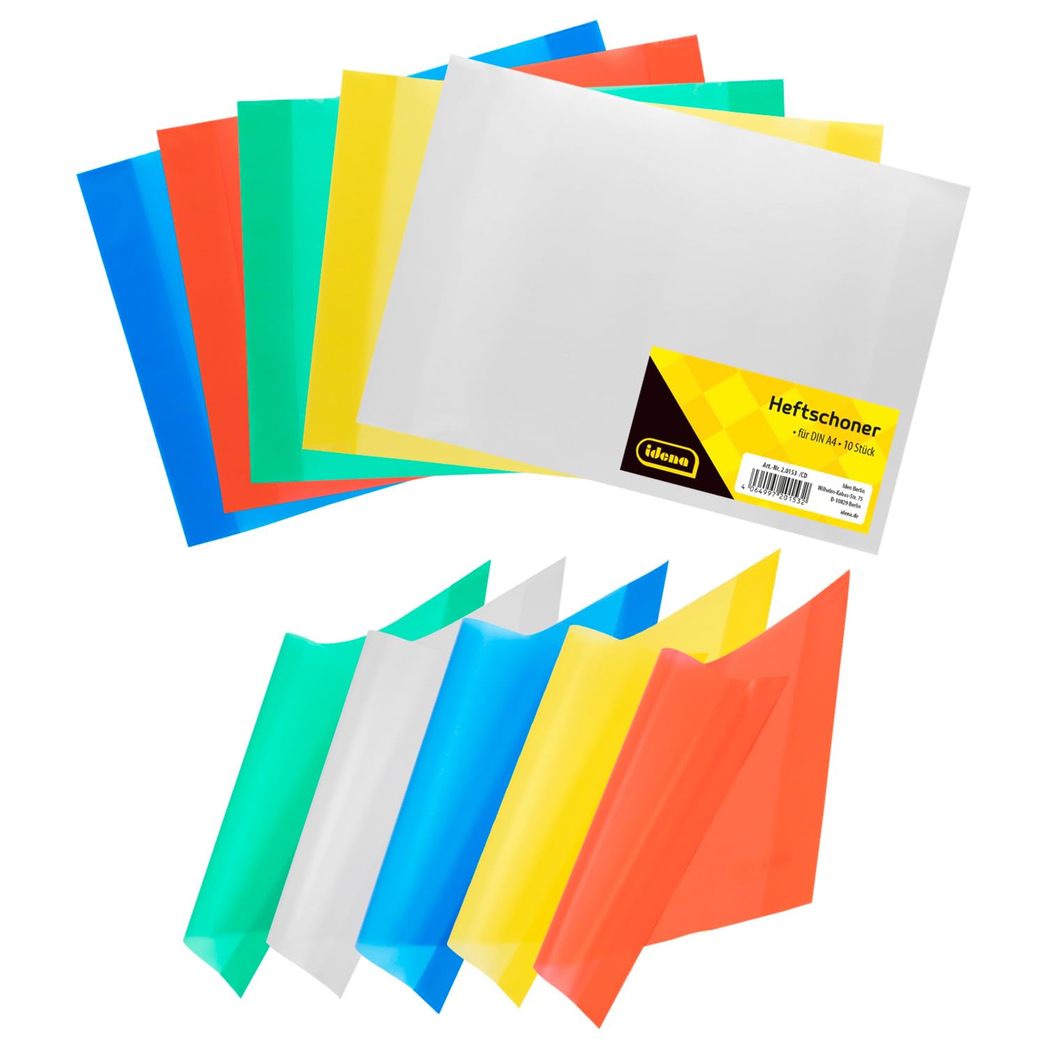 Idena 20153 A4 Notebook Cover, Pack of 10, Transparent, Cover, Notebook Protector, for School