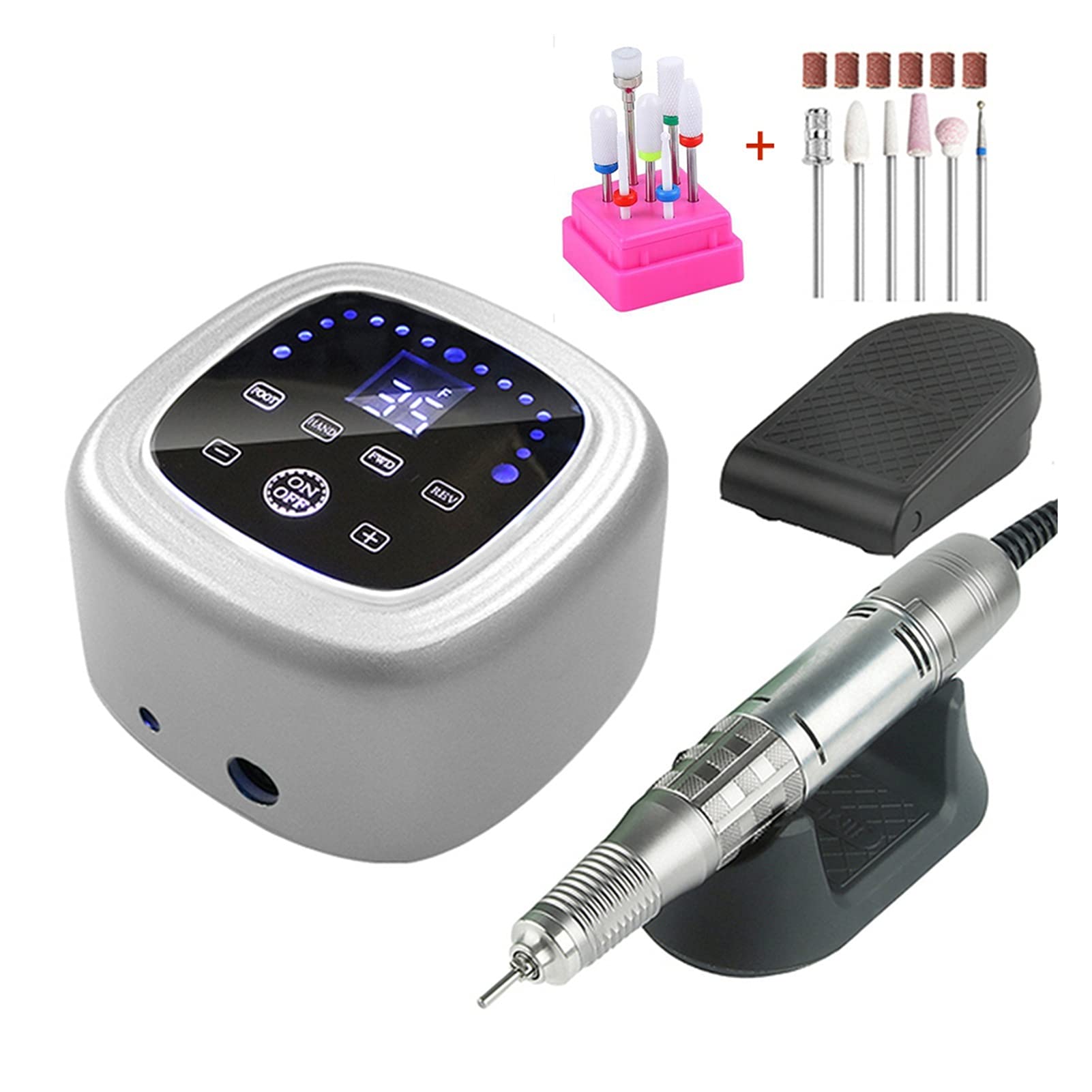 CVNIMV Taladro de uñas Torno de uñas 75W 35000 RPM Taladro de uñas eléctrico Potente máquina de manicura Fresadora de uñas de Alta Velocidad Lijadora de uñas Manicur portátil