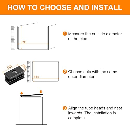 Miniatura 5 de uxcell 8 inserciones para tubos rectangulares con rosca M6, para tubo rectangular de 1.18 x 0.59 pulgadas de DE, enchufe rectangular de plástico