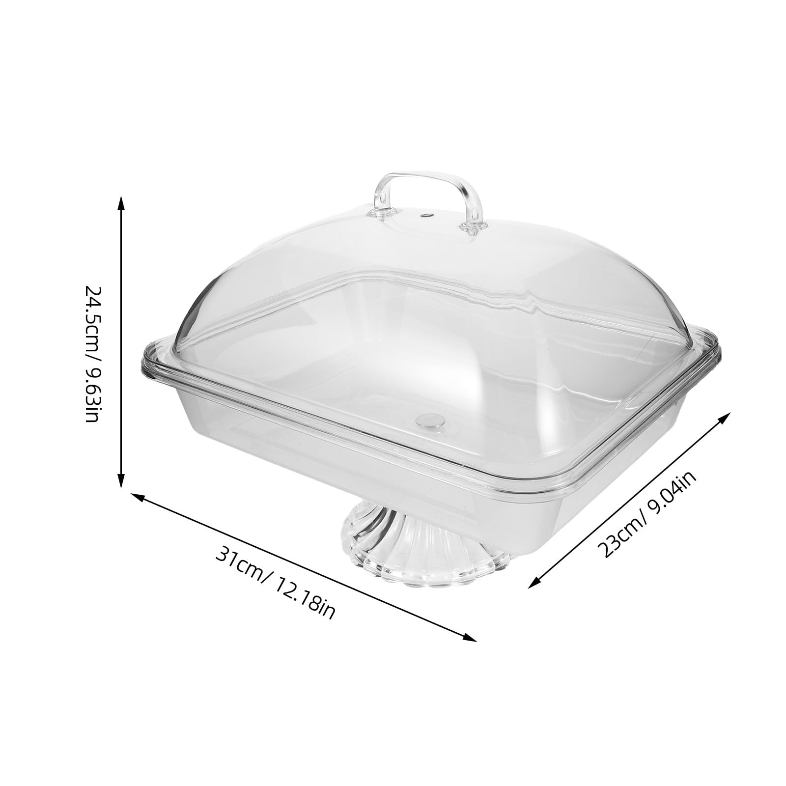 Veemoon Vassoio per servire Cibo: Piatto per servire Cibo Freddo - Alzata per Torte con Coperchio - Piatto da Buffet refrigerato - da Dessert Rettangolare con Base