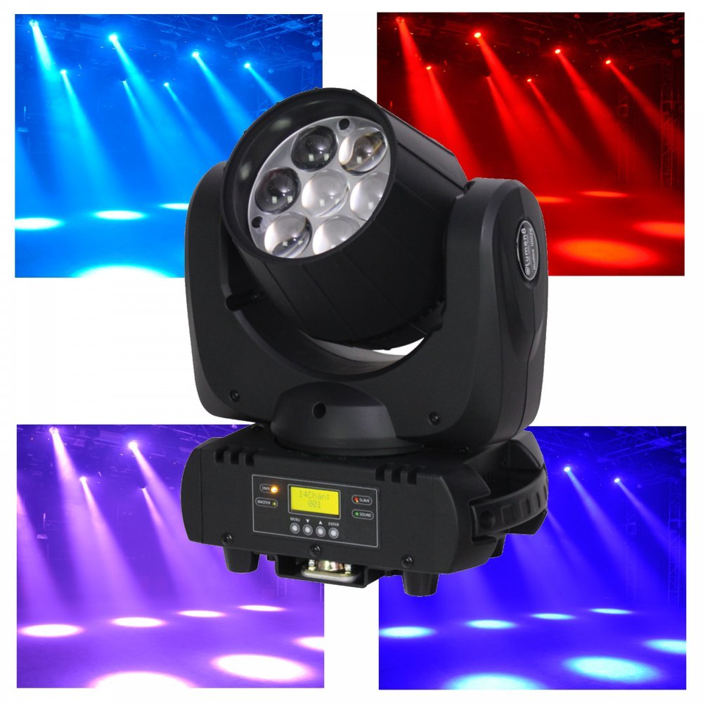 UKDJ Lumen8 Kudos CM 100ZS 7 x 10W Quad-Colour LED Moving Head Flood
