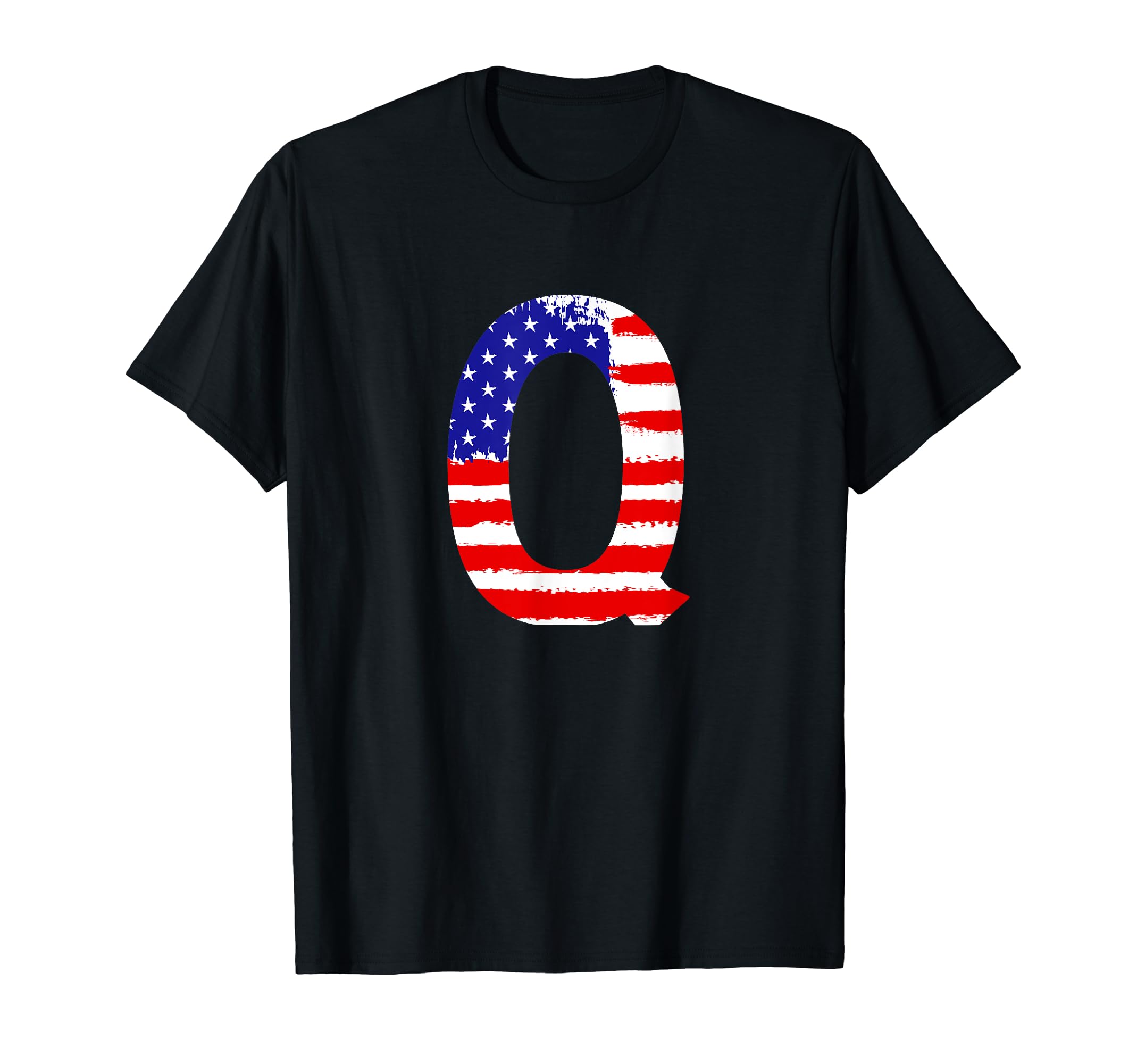 Red White Blue Letter Q T-Shirt Funny Initial Cute Name Gift