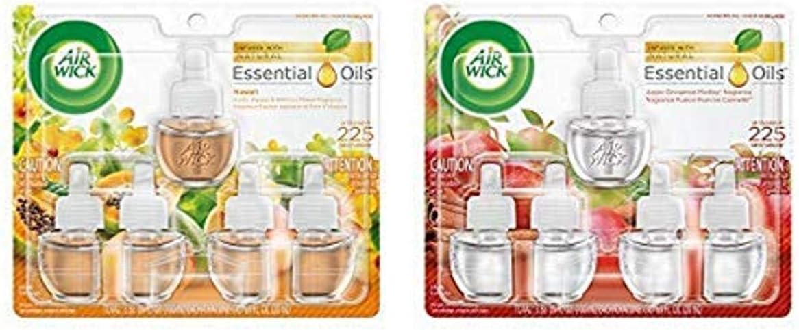 Air Wick Plug-In Scented Oil Refills, Hawaii, Apple Cinnamon Medley, 2 Pack of 5x0.67oz Bottles, White and Brown, Essential Oils, Air Freshener