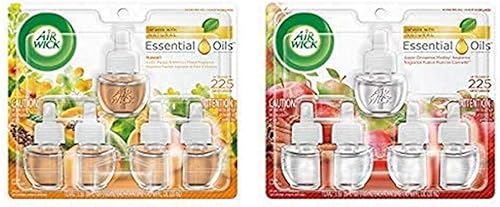 Air Wick Plug-In - Recambios de aceite perfumado, Hawaii, manzana y canela, paquete de 2 botellas de 5 x 0.67 onzas, aceites esenciales blanco y