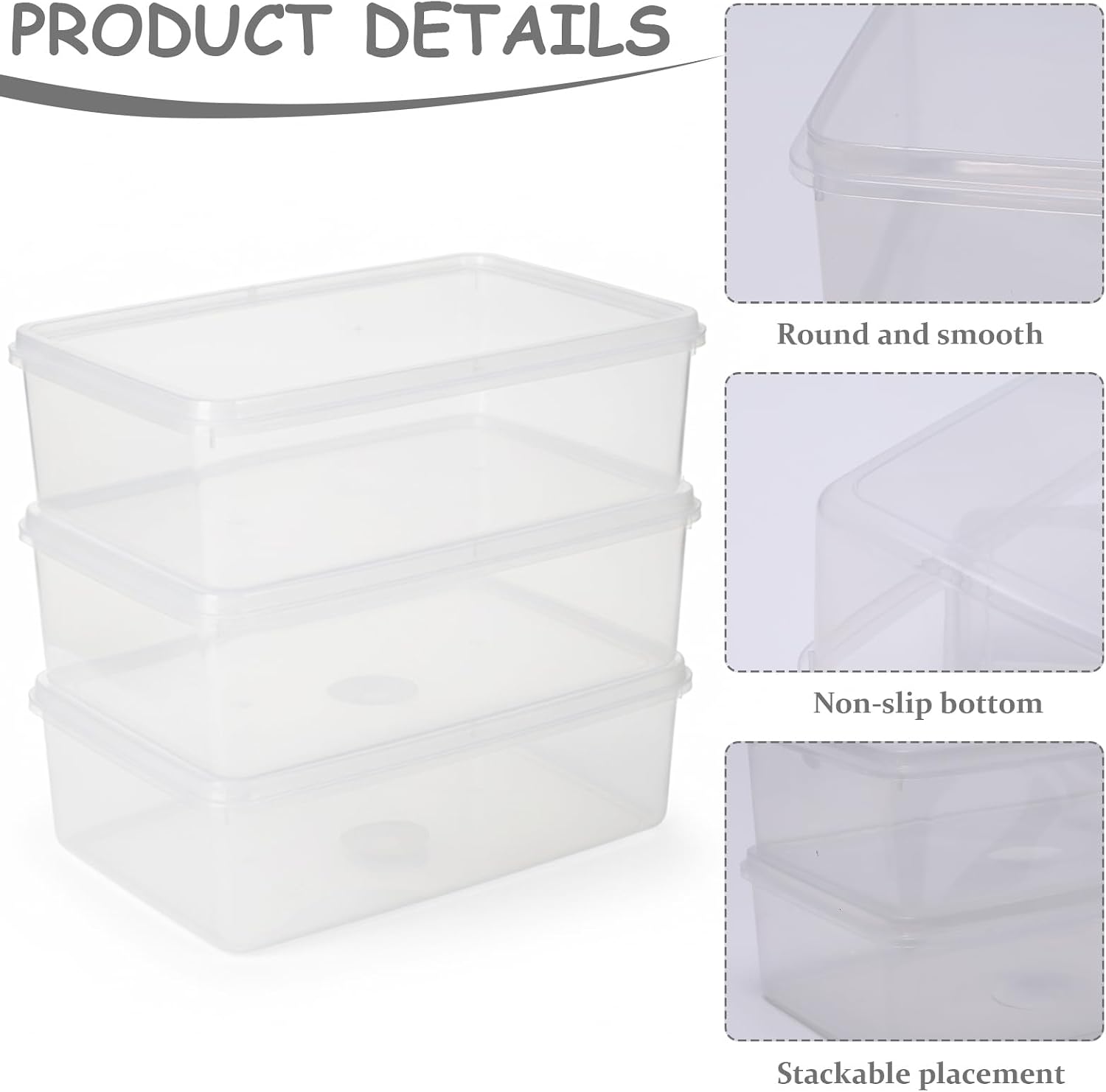 3 Pack pizza dough proofing box, Stackable bread proofing container, sourdough tray, food storage containers with lids, pizza making supplies accessories, BPA Free, 6L Capacity