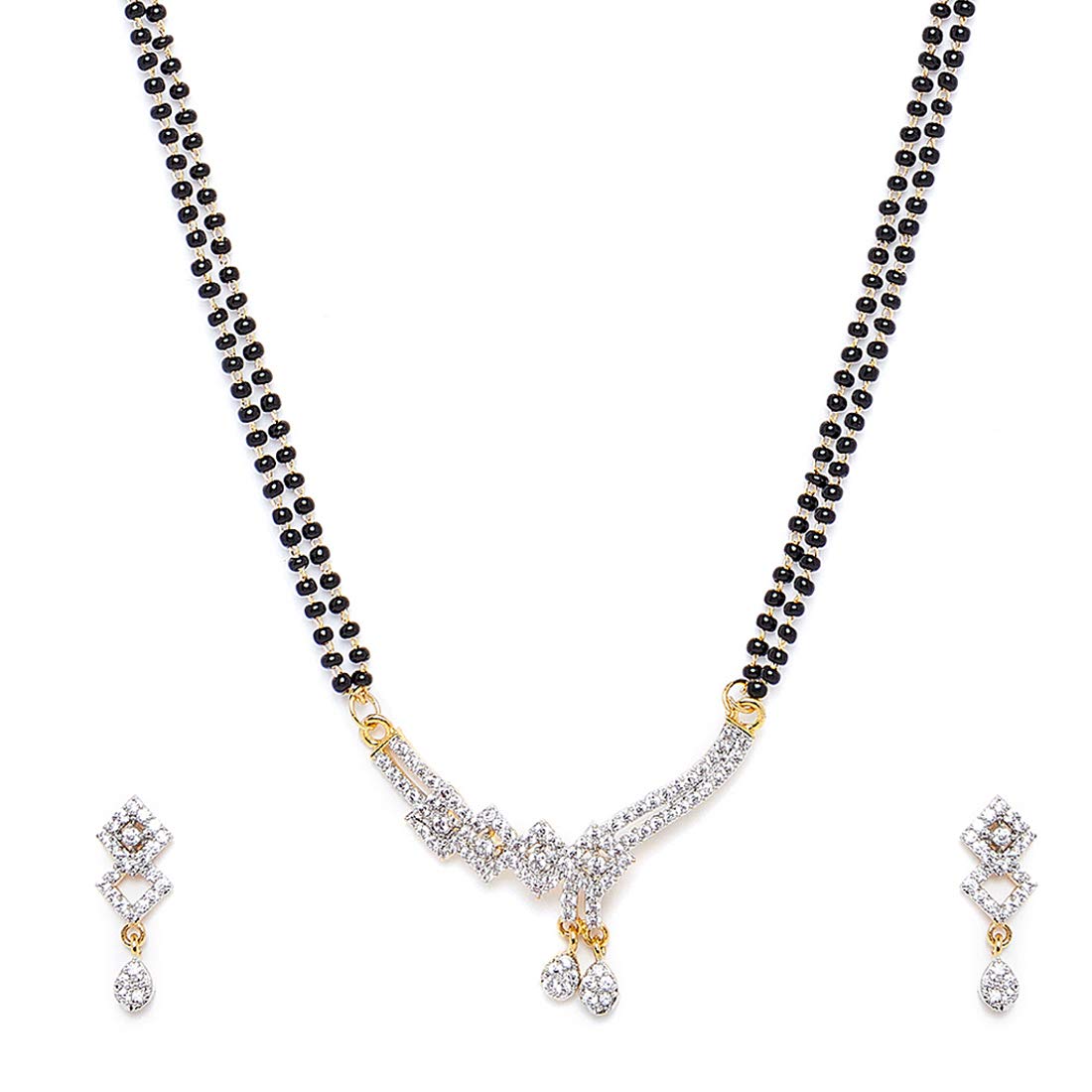 Jewels Galaxy Stunning AD Studded Gold Plated Elegant Mangalsutra Set for Women (Design 2) (CT-MNSS-44502) (B09165BK76) Amazon Price History, Amazon Price Tracker