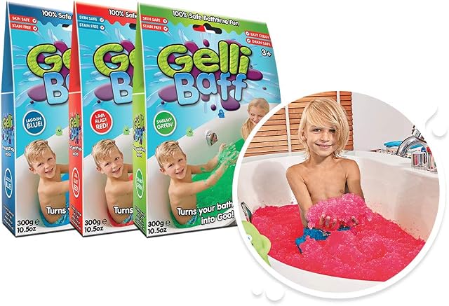 3 x Gelli Baff Bundle from Zimpli Kids, Blue, Red & Green, Magically turns water into thick, colourful goo, Messy & Sensory Outdoor & Indoor Fun, Bath Toy for Children, Birthday Goody Bag Fillers