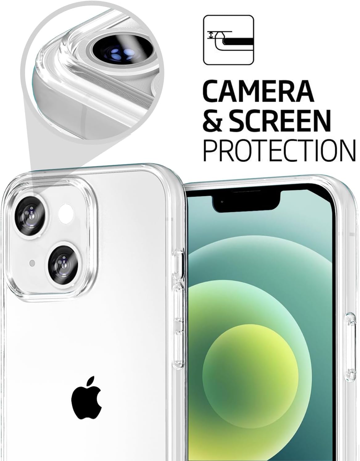 TENOC Phone Case Compatible for iPhone 12 & iPhone 12 Pro, Clear Case Shockproof Protective Bumper Slim Cover 6.1 Inch