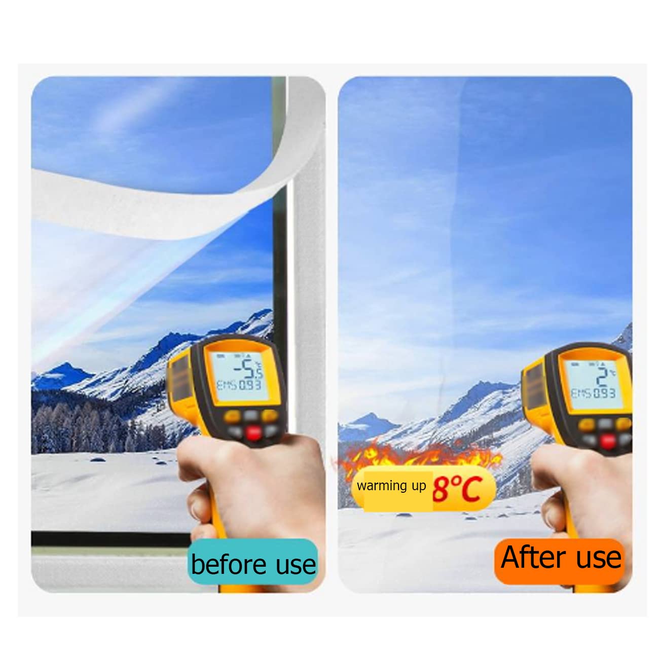 Film isolant pour Fenêtre,Kit isolant pour Porte et Fenêtre Film Solaire Anti Froid pour Fenêtre Comprend un Ruban Adhésif pour une Installation Facile (W*H:120x180cm/47x71in)