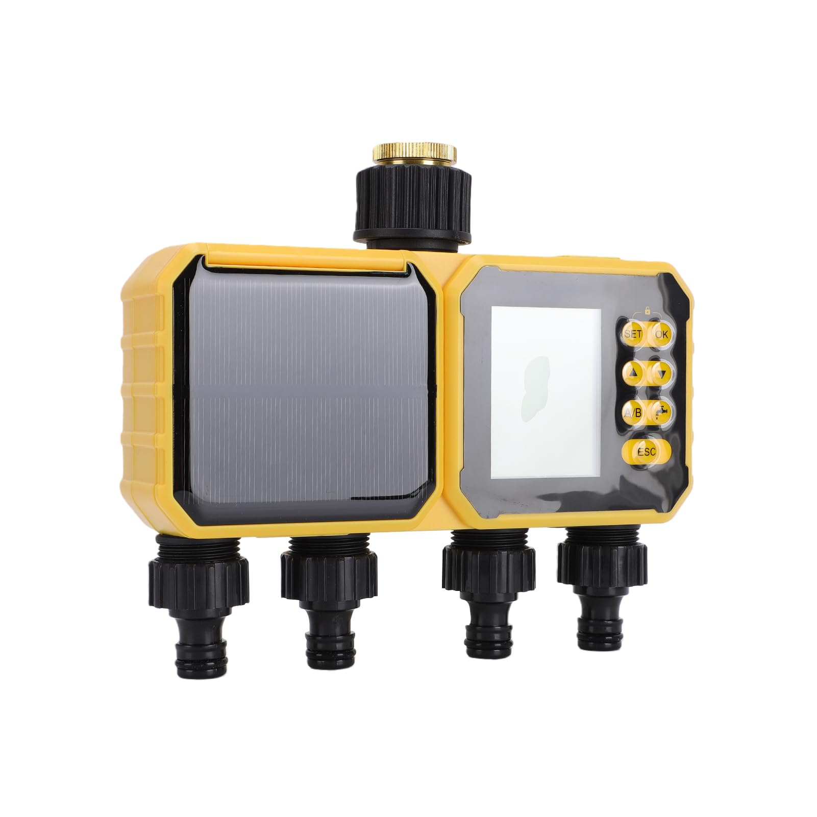 Bewinner Controller Intelligente per Irrigazione Solare, Timer per Irrigazione Automatico IPX5 con Ricarica USB, Timer per Automatico con Sensore Pioggia, Programma di Personalizzabile per Serra da
