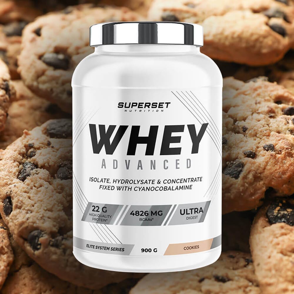 Superset Nutrition - Fitnessprogramm Energie - 100% Whey Proteine Advanced 900g Cookies - No Pump Xtreme Pina Colada