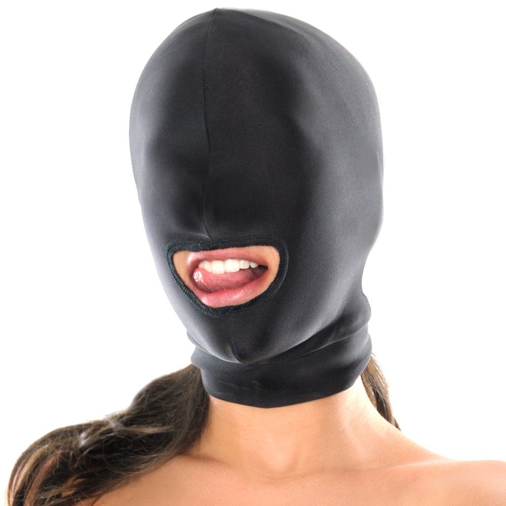 Pipedream Fetish Fantasy Spandex Open Mouth Hood, Black