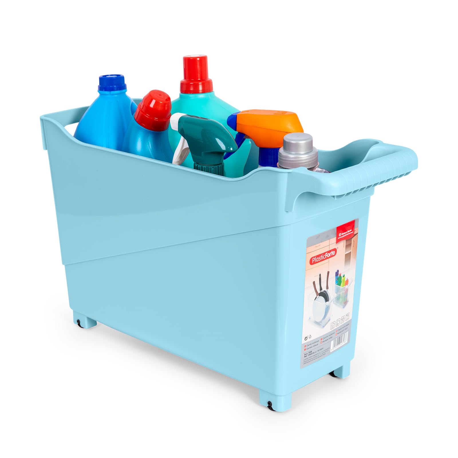 GEQIAN Panier De Rangement En Plastique Avec Roulettes, Panier De Rangement Pour Fournitures De Cuisine, Articles Divers Sous L'évier, Panier De Rangement Amovible