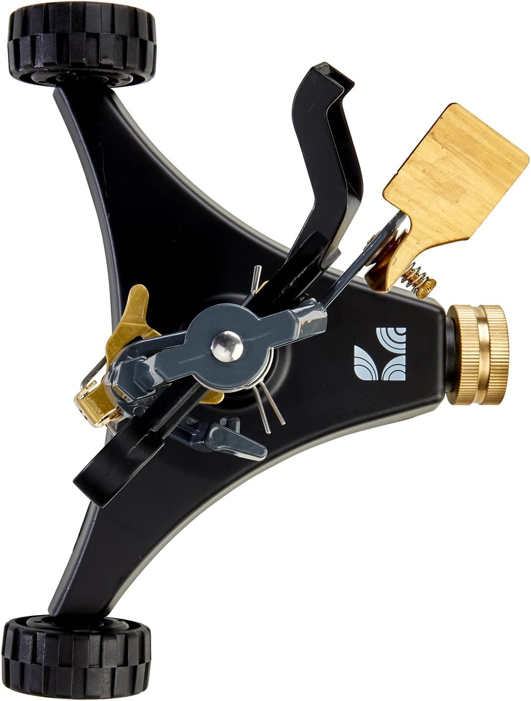 Lawn Pulsating Impact Sprinkler 300007, Medium Duty 2-Wheel Metal Base Adjustable to 360 Degrees by New England Garden Tools