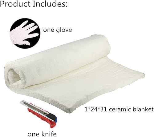 Miniatura 2 de HM&FC Manta aislante de fibra de cerámica de 1 x 24 x 31 pulgadas, 2400 F para estufas de leña QuadraFire y más.