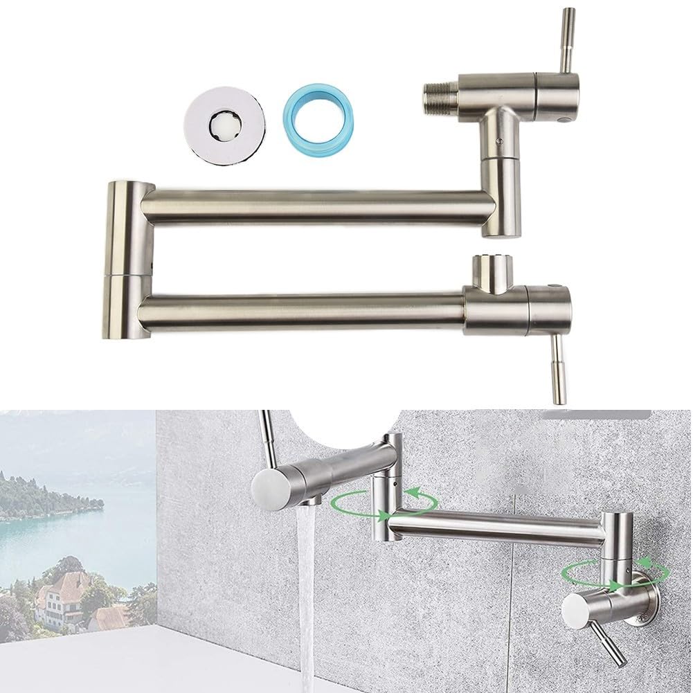 Grifo de latón montado en la pared con diseño plegable, para uso en cocina