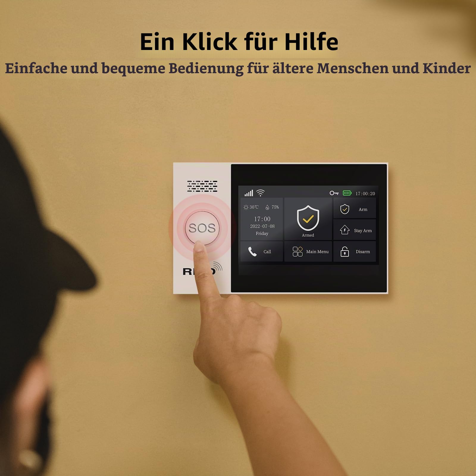 XNY Voller Touchscreen Funk Alarmanlage Haus, Haus Alarmanlage Komplett Set, GSM WLAN Alarmanlage Wohnung mit APP Alarm, 8-Stück-Kit (Fenster Tür Sensoren, Bewegungsmelder, Fernbedienungen, Sirene)
