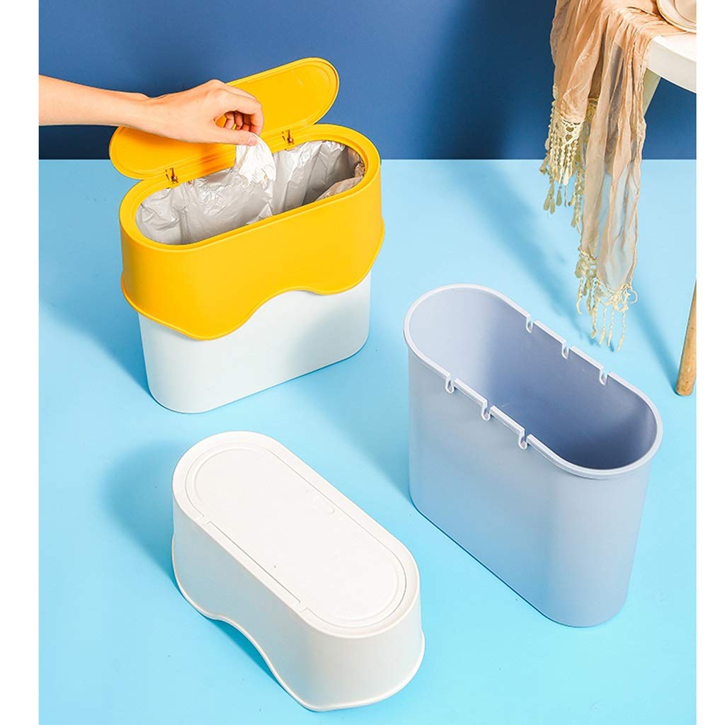 UPJAKS Cubo de Basura 1pc Bote de Basura con Tapa for el hogar de la Sala con la Tapa Creativa de baño Cocina Papel Usado Almacenamiento Bote de Basura Bote de Basura Baño (Color : Geel)