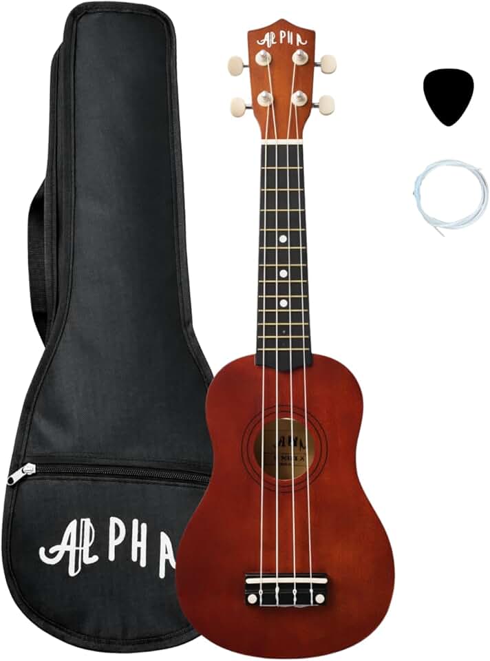 Ukulele Soprano Iniciante Infantil com Bag Palheta e Corda extra Cor Marrom Escuro