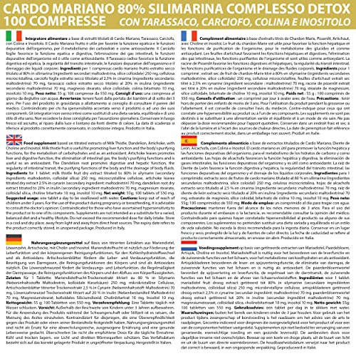 Chardon-Marie 80% Silymarine Complexe Détox 100 Comprimés 1 par Jour | avec Pissenlit Artichaut Choline Inositol | Sans Gluten | Détox du Foie – vue 4