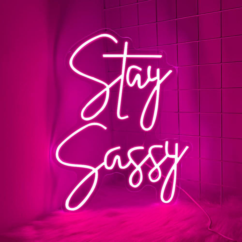 Stay Sassy neonowy znak do dekoracji ścian, piękny różowy neonowy znak świetlny LED do domu, na ślub, urodziny, przyjęcie dla dziewcząt, dekoracja sypialni, centrum handlowego, toaletka