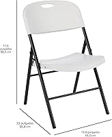 Vista 3 de Yaxa Basics Silla de plástico plegable resistente, portátil, capacidad de 350 libras, color blanco, paquete de 6