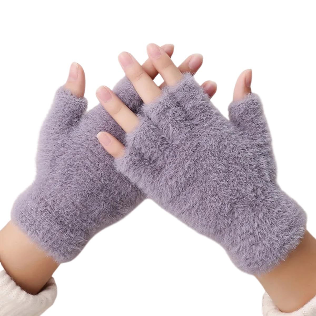 Fingerless Gloves for Men Women, Warm Thermal Soft Half Finger for Working Running Biking Driving