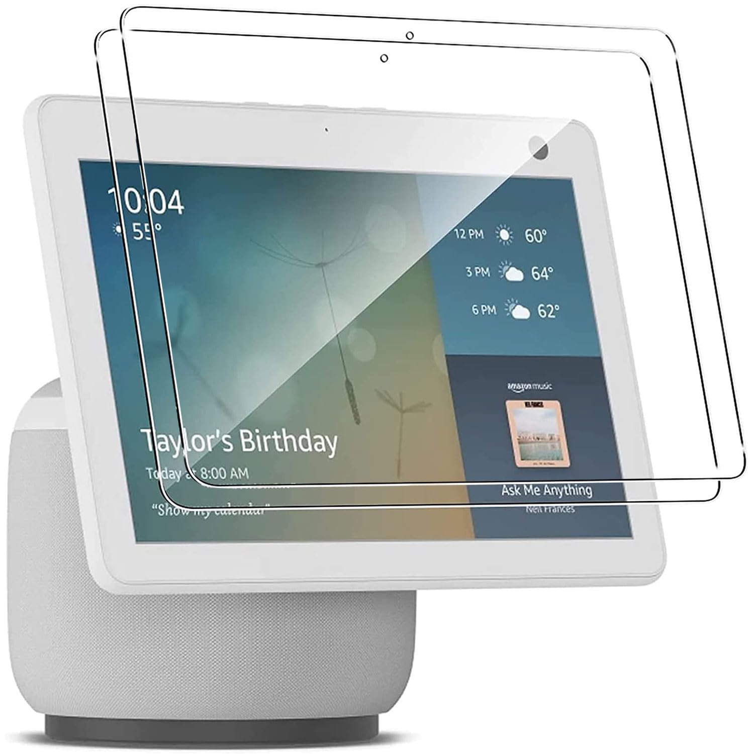 Zurligi 2 Pcs Tempered Glass Protector Compatible with Echo Show 10, 9H HD Clear Hard Anti-Scratch, Ultra-Thin Anti-Fingerprint Waterproof, Tempered Glass Screen Film Compatible with Echo Show 10