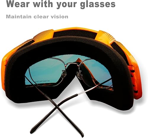 Miniatura 6 de Dirt Bike Goggles Adult Motocross Dirtbike 4 Wheeler MX ATV Off Road Goggles Glasses Anti Fog Lens for Men Women Arrow Orange