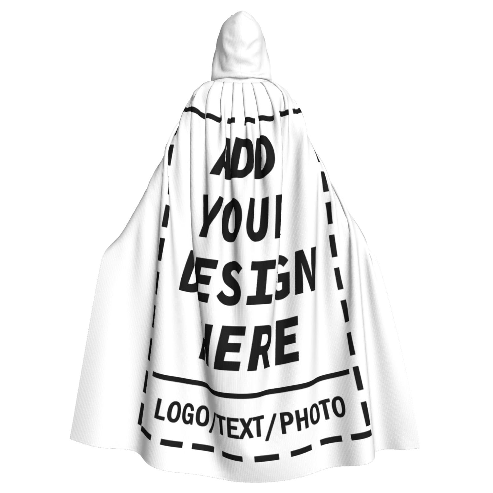 Personalised Cloak Custom Black Cape with Image Text Name Logo, Personalised Cloak with Hood Halloween Costume Adult Women Men, Masquerade, Wedding Party Outfit Funny Custom Gifts for Adults