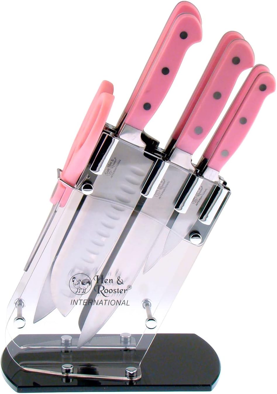 Hen & Rooster HRI036 Seven piece Kitchen Set Pink Tactical Knives