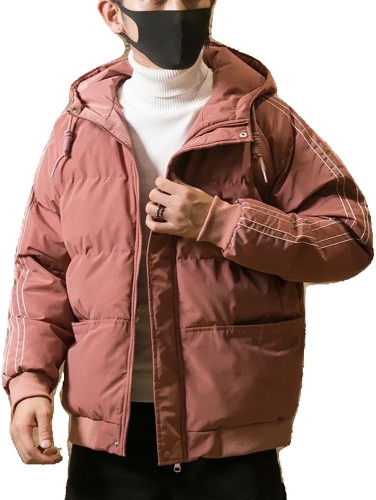 Xingfenly Winter Jackets for Men Casual Cotton Coat Padded Clothes Solid with Warm Black Windrproof Man Coats