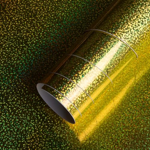 Image of Itsy Bitsy Vinyl Holographic Glitter Gold 12inchx2ft 1 Roll| for Home Kitchen Countertop, Cabinet Furniture, Oil Proof, Table Top,Car Wrap Sheet, Wallpaper, Waterproof Vehicle Sticker