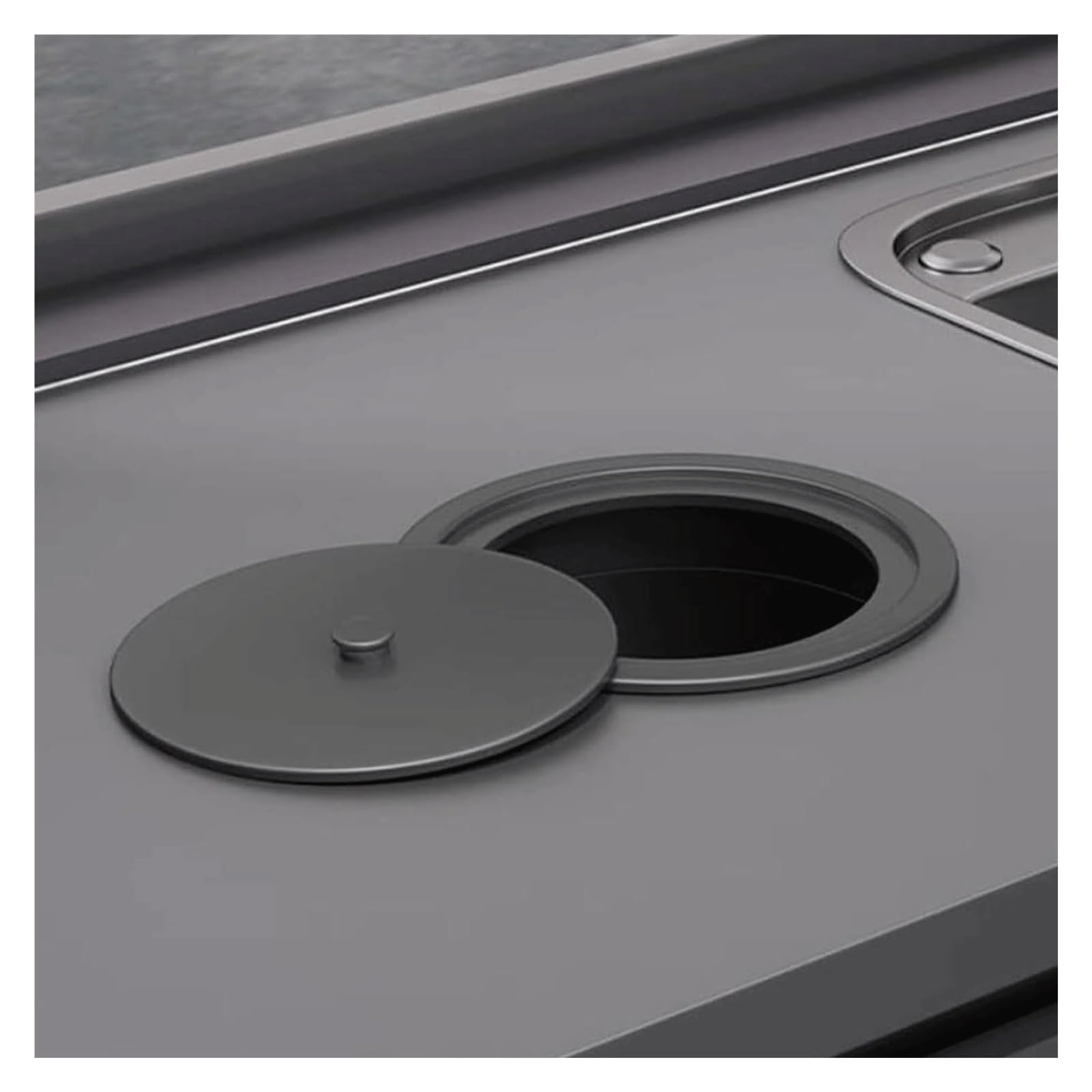 DFGHNBVC Countertop Trash Bin Lid 304 Stainless Steel Waste Chute Cover Round Brushed Recessed Trash Grommet Swing Trash Can Lid Trash Grommet,Nero-D22Cm