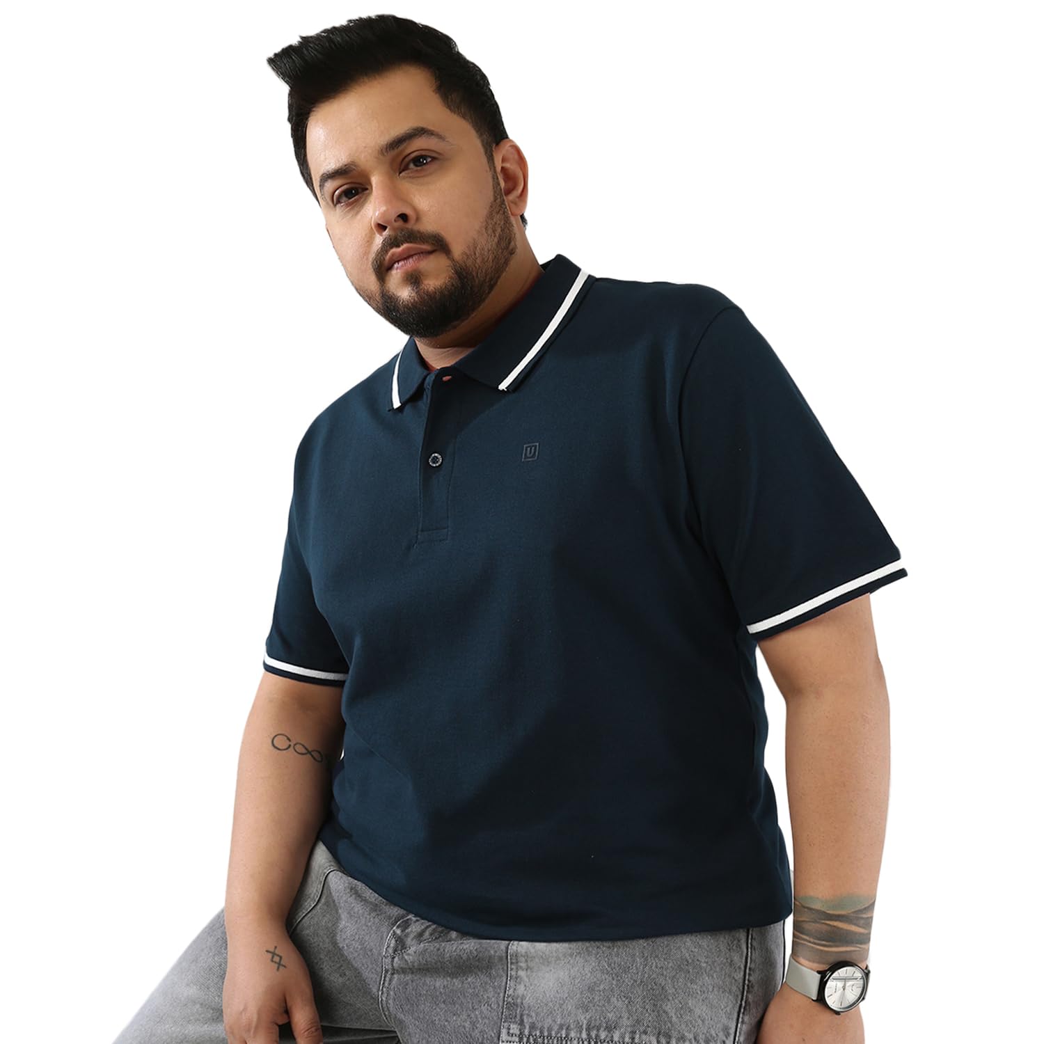 urbano plus Men's Solid Regular Fit Half Sleeve Cotton Polo T-Shirt-picture-18