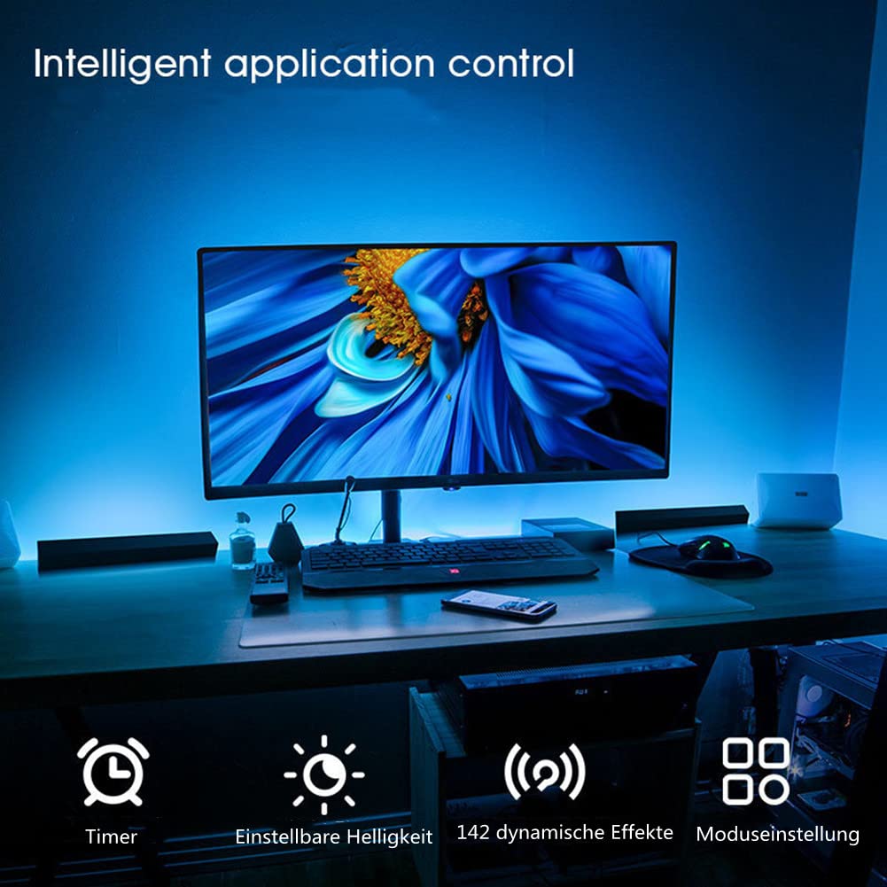 2 pezzi Smart LED Lightbar Lampada da scrivania RGB con dimmerabile, controllo APP Retroilluminazione TV LED Luce ambientale LED sincronizzazione con musica, per giochi, PC, TV