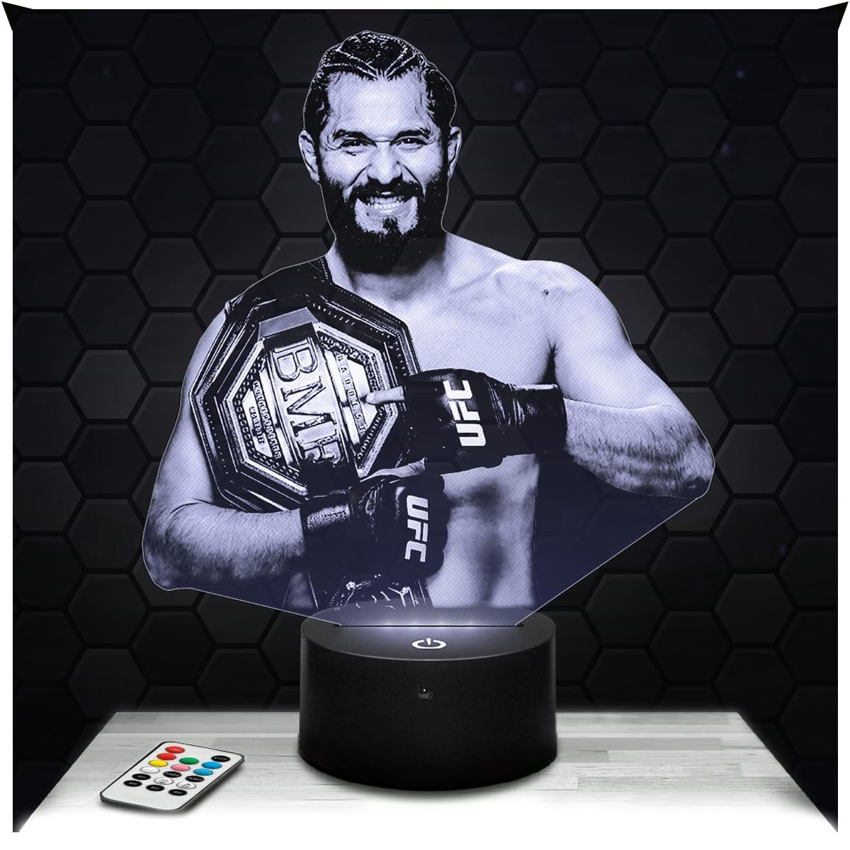 Lampephoto.fr - Jorge Masvidal MMA 3D Lamp Decoration Free Martial Arts. Gift idea for Men Jorge Masvidal MMA Adult Night Light Room Decor. Original Christmas, Gift Idea, Led Bedside, Gifts