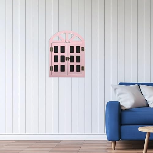 Miniatura 8 de Letrero colgante de pizarra con forma de ventana, letrero de madera borrable, pizarra pequeña para el hogar, bar, pub, decoración de pared (rosa)