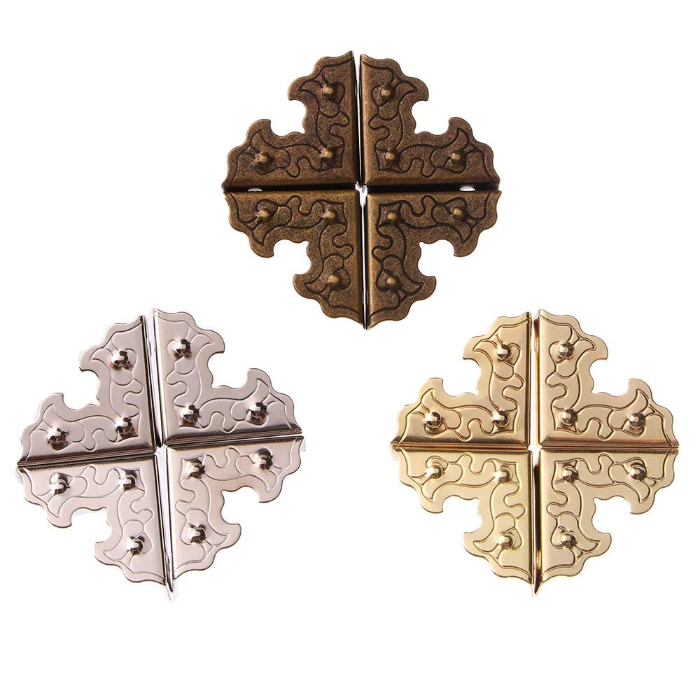 Boîte à bijoux en métal bronze antique, pieds de meuble, coin
