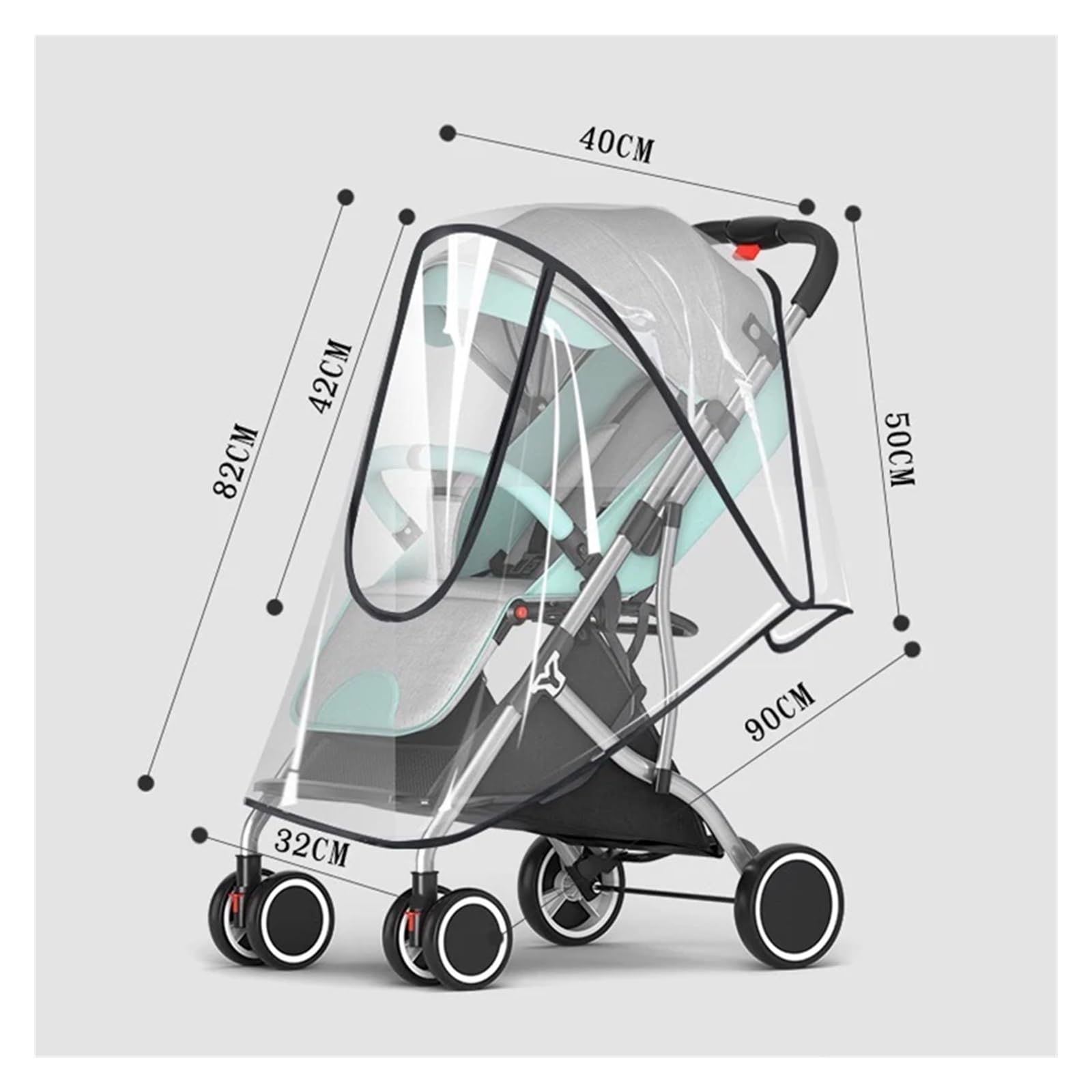 Kinderwagen Regenschutz Universal wasserdichte Kinderwagen Regenschutz Kinderwagen Zubehör Transparent Wind Staub Schild Reißverschluss Öffnen for Kinderwagen Regenmantel(Zipper Eva raincover)