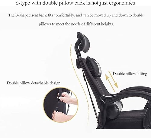 Miniatura 3 de Silla ergonómica reclinable de oficina, silla de escritorio con altura ajustable, reposacabezas de malla transpirable, cojín de espuma suave