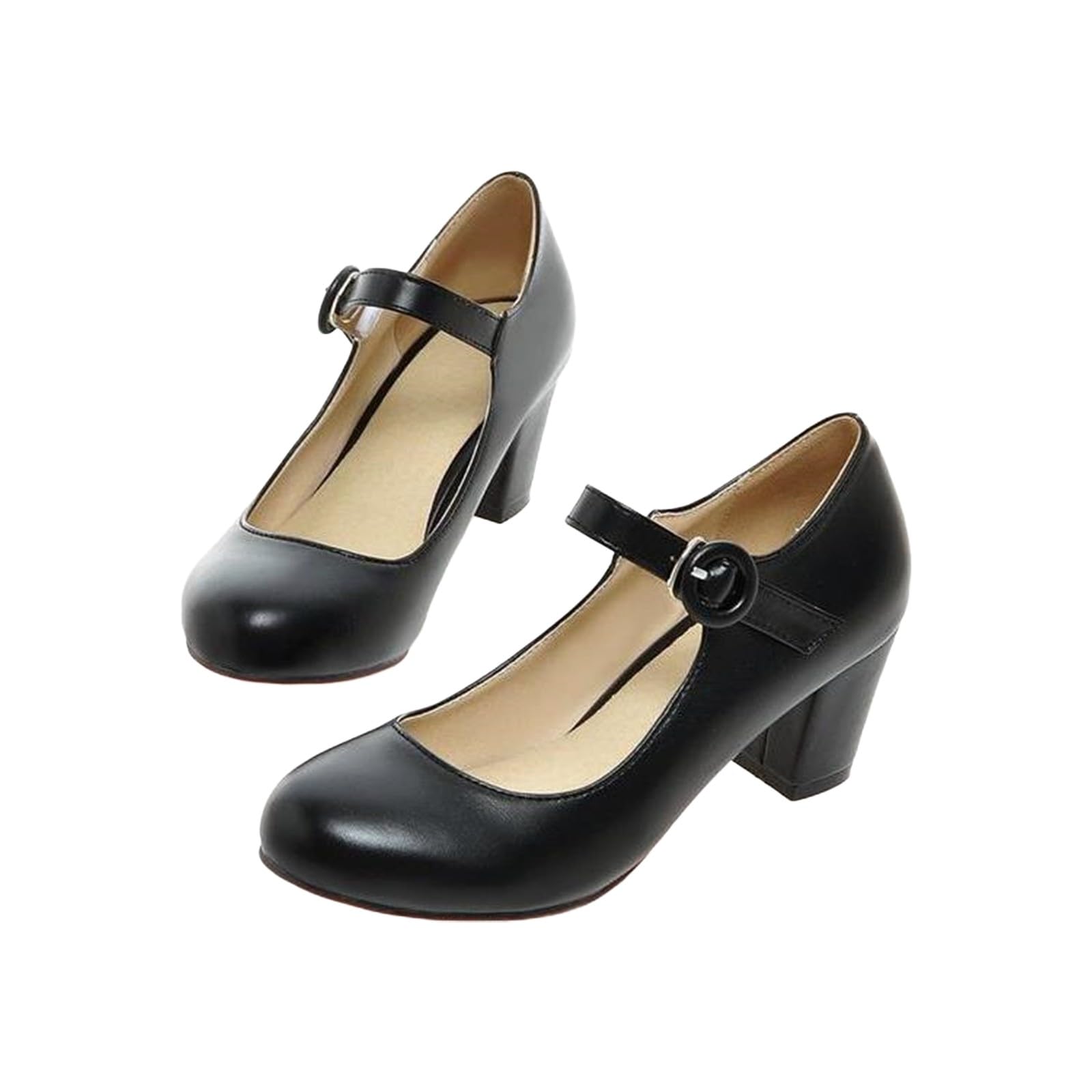 Sandalen Damen Mit Absatz Mary Jane Schuhe Blockabsatz Pumps Mit Schnalle