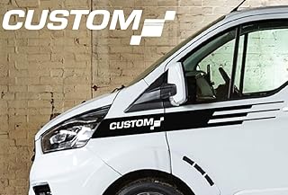 Fits Transit Custom Wing Decals Vinyl Graphics Includes Bonnet Stripes and Rear Door Graphic (Matte Black)