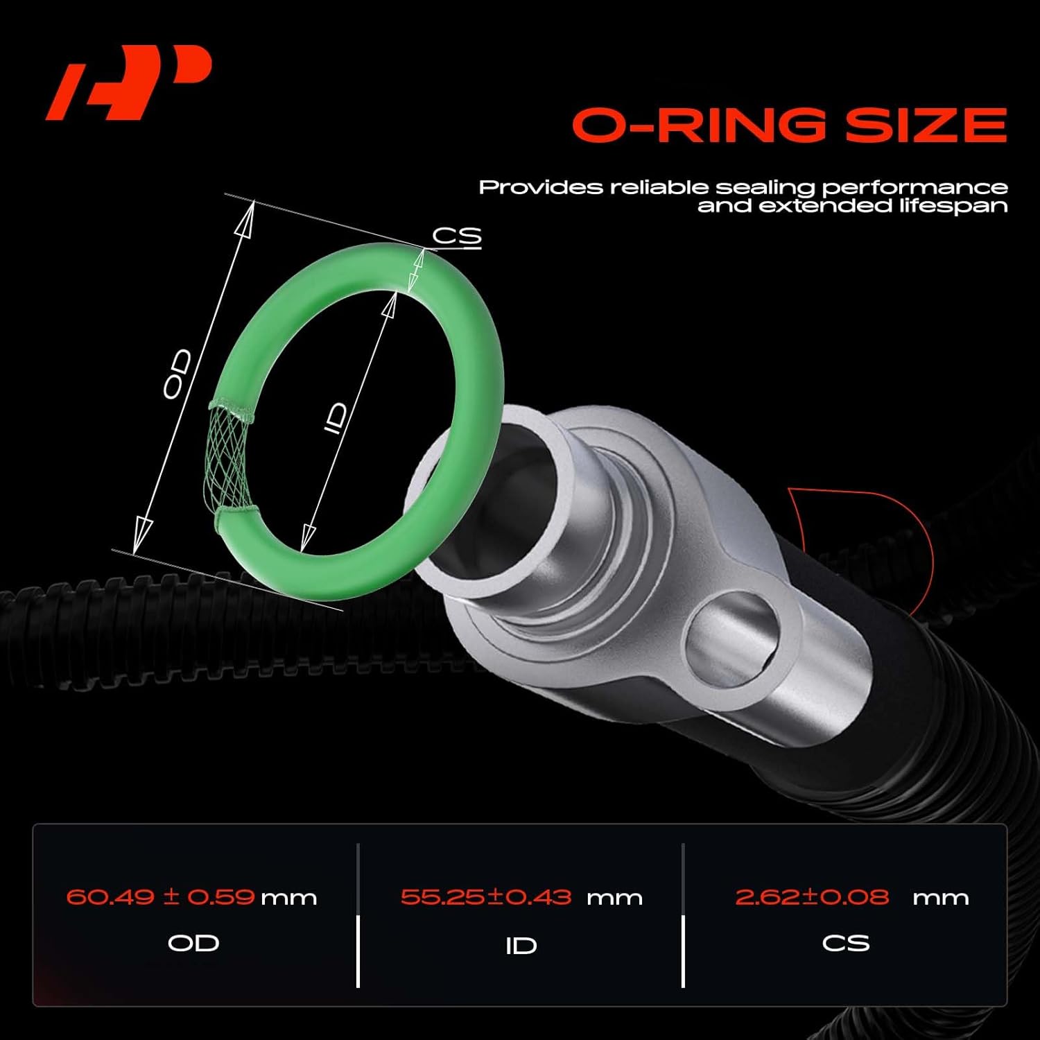 A-Premium Universal AC System Repair Kit, Exact ID (55.25±0.43mm) Exact CS (2.62±0.08mm), HNBR, 50Pcs