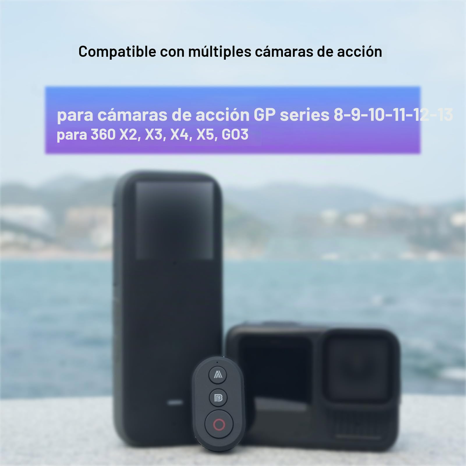 ASHATA Control Remoto para 360 X2/x3/x4/x5/go3, para GP 8-9-10-11-11-12-13 Cámaras de Acción de la Serie, Controlador de Cámara Recargable, para Video Fotográfico