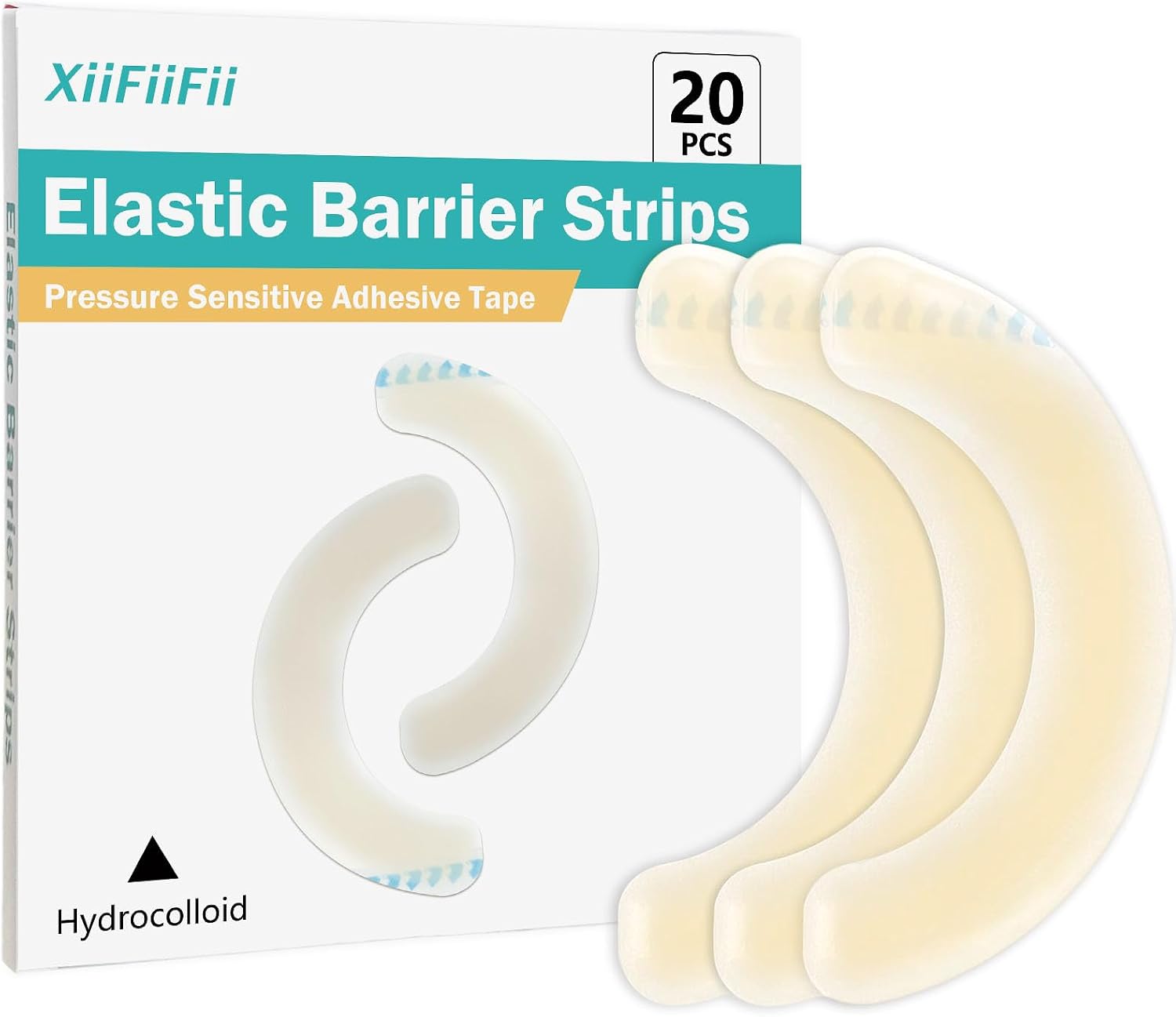 20 Pcs Elastic Ostomy Barrier Strips, Medical Grade Hydrocolloid Waterproof Leak, Pressure Sensitive Skin Adhesive Tape for Ileostomy Bags, Urostomy Barrier Tape for Colostomy Stoma Bags
