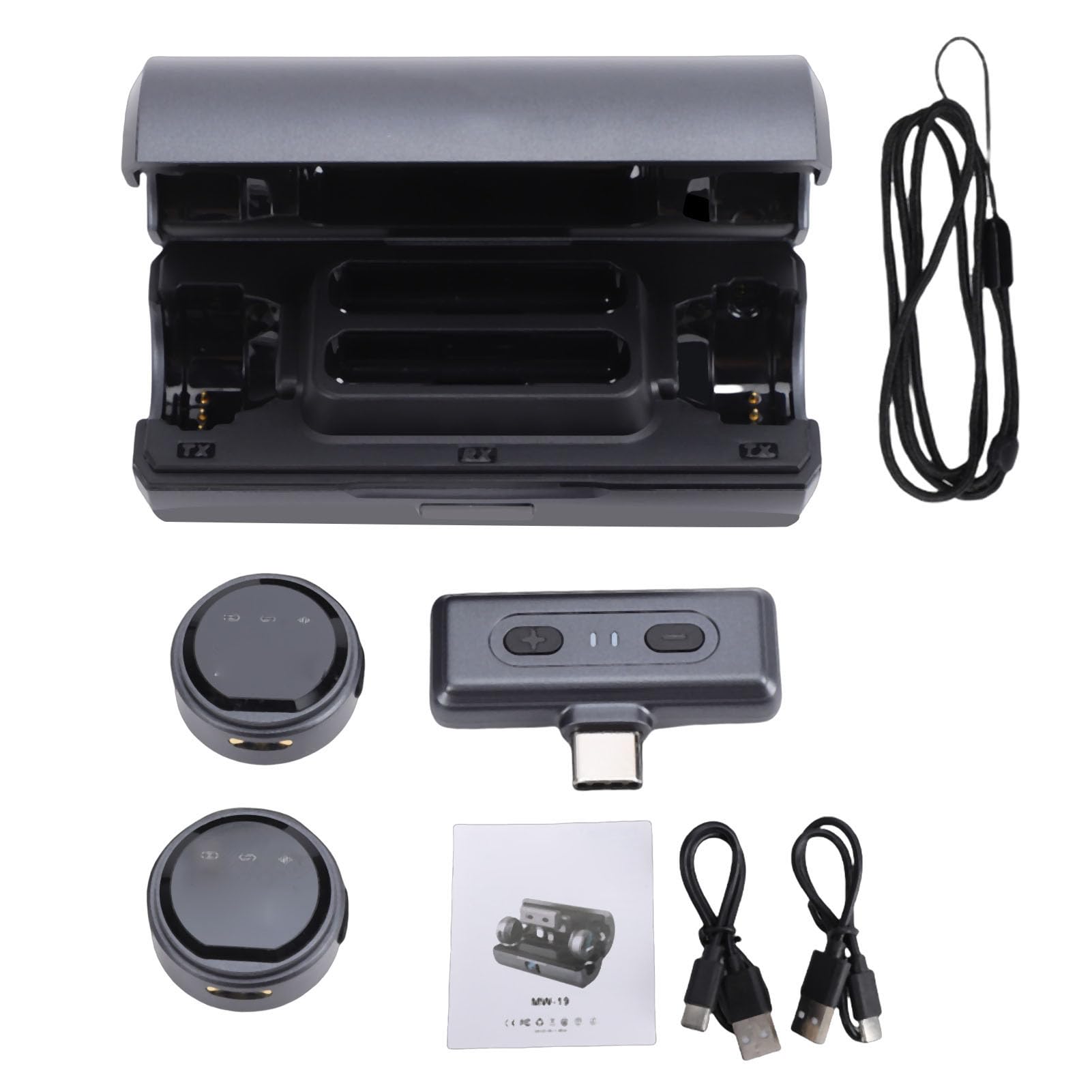 Microfono Wireless da Bavero, Riduzione Avanzata del Rumore, Microfono Lavalier Wireless Bluetooth con e Ricevitore per Streaming Live, Registrazione Video Breve, Ideale per