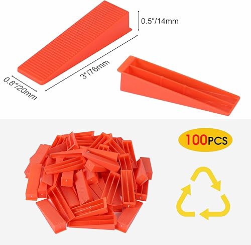 Miniatura 5 de Sistema de nivelación de azulejos, 300 clips espaciadores de azulejos y 100 piezas de cuñas reutilizables, herramientas de instalación de azulejos