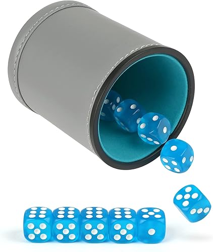 Miniatura 8 de GWHOLE Juego de dados de cuero para juegos de dados con tapa, juego de dados para mentirosos, bandeja de almacenamiento para Yahtzee Farkle